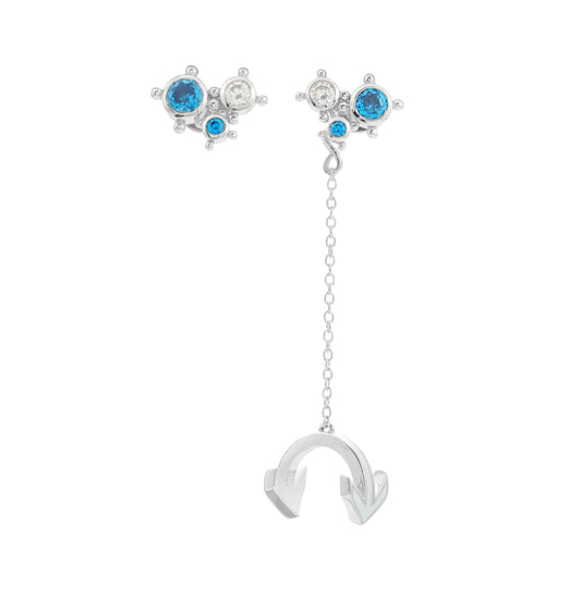 حلق عسير فضي بالأحجار الزرقاء