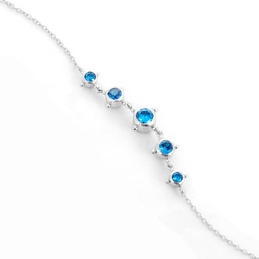 عقد عسير فضي بالأحجار الزرقاء